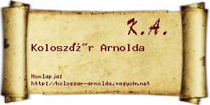 Koloszár Arnolda névjegykártya